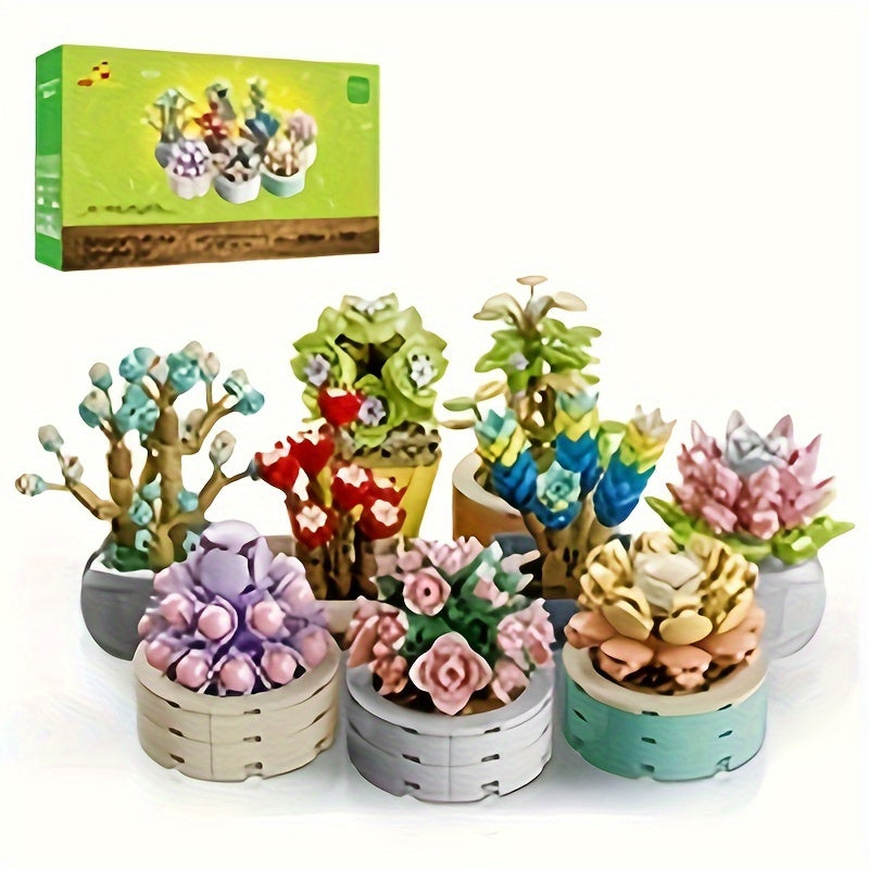 Succulents Flower Bonsai Building Blocks Set, 750 Pieces
