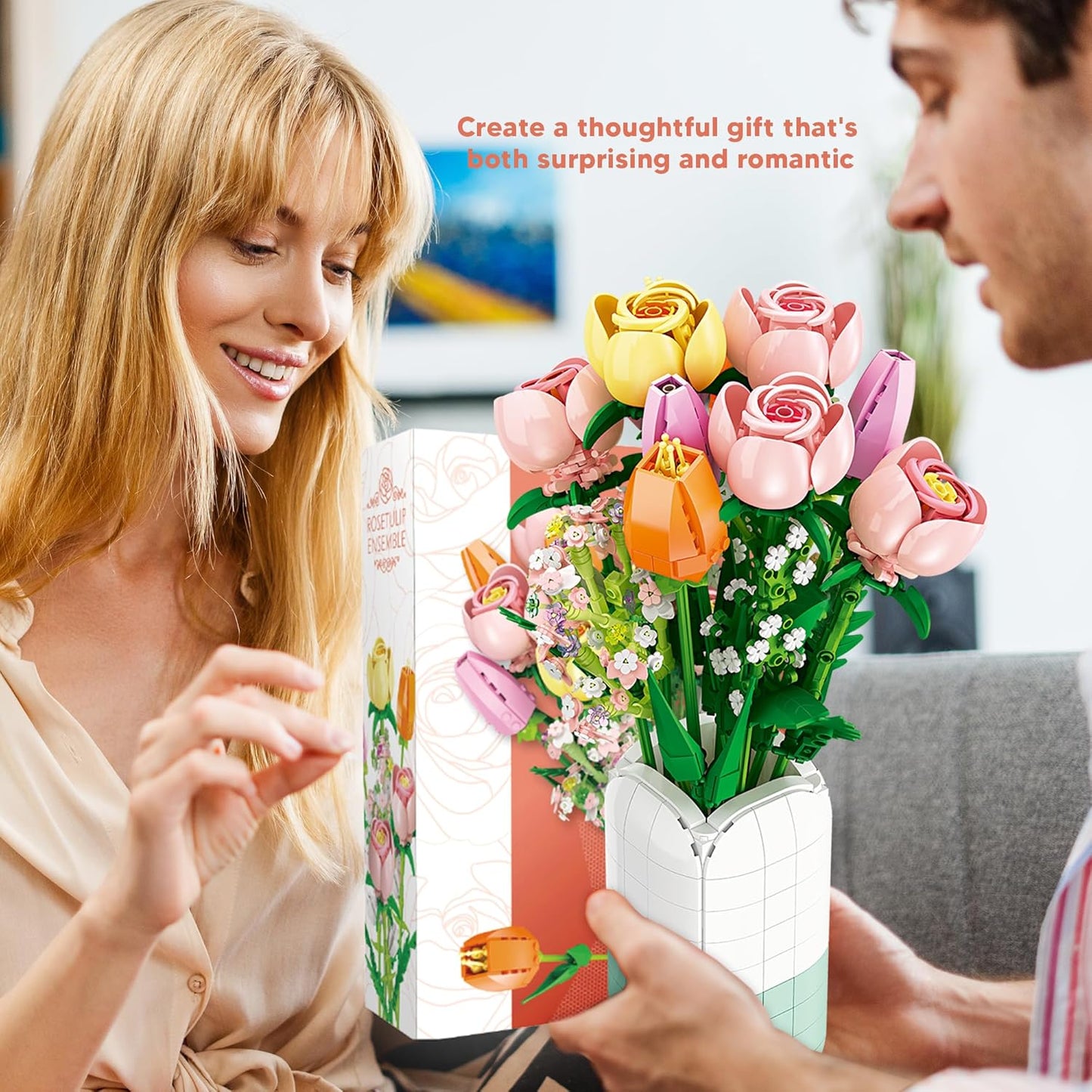 Flowers Bouquet Building Set with Vase -1011pcs