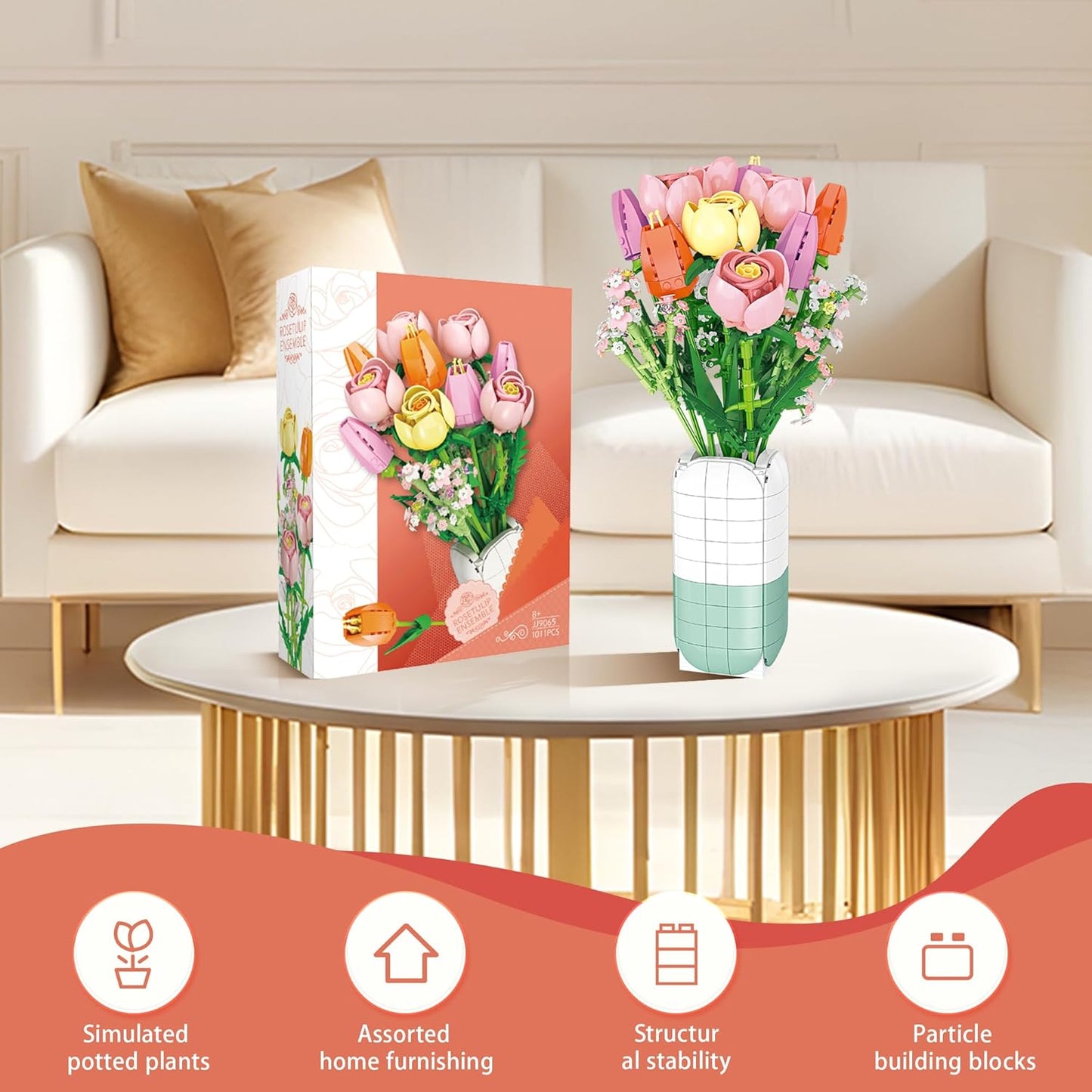 Flowers Bouquet Building Set with Vase -1011pcs