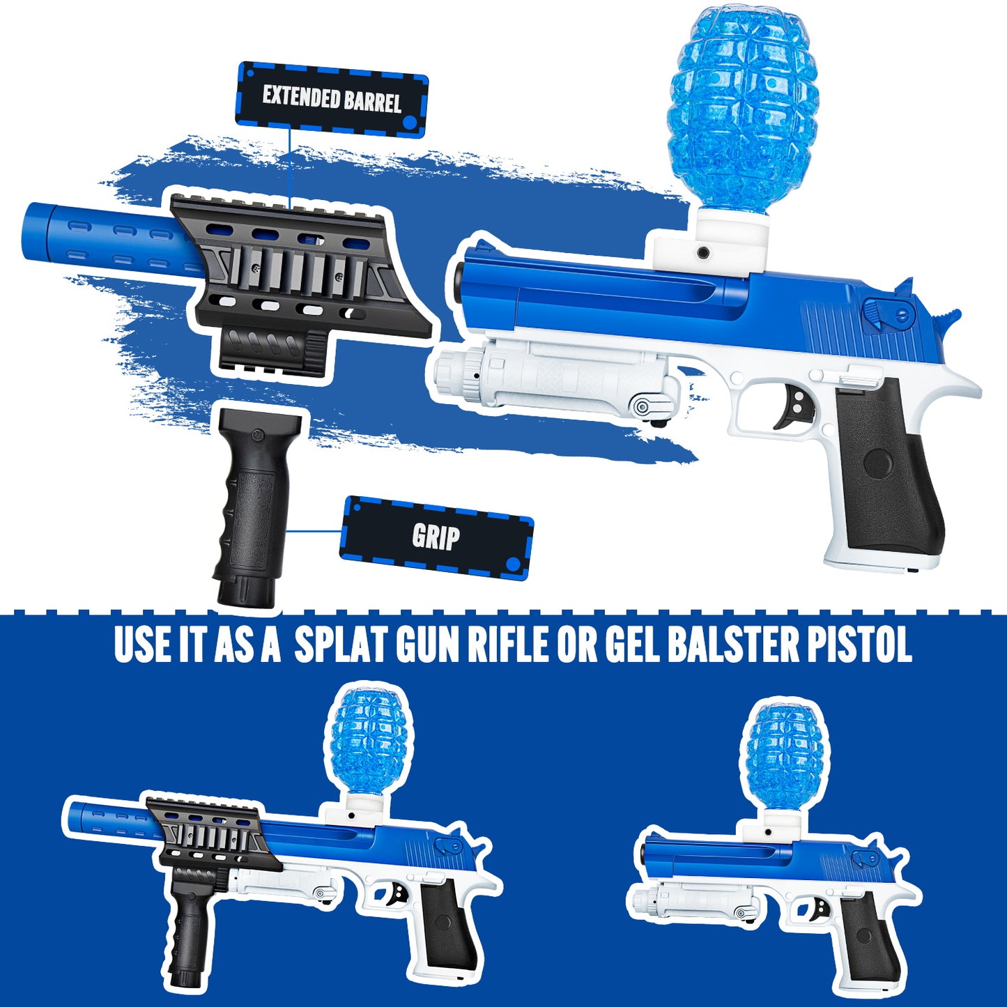 Ferventoys™ 2 in 1 Splatter Ball Pistol Safe toys for 15+