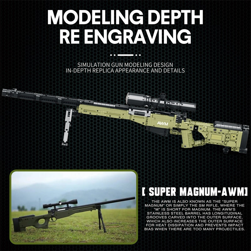 Ferventoys AWM Sniper Rifles Bricks Gun Safe toys for 18+