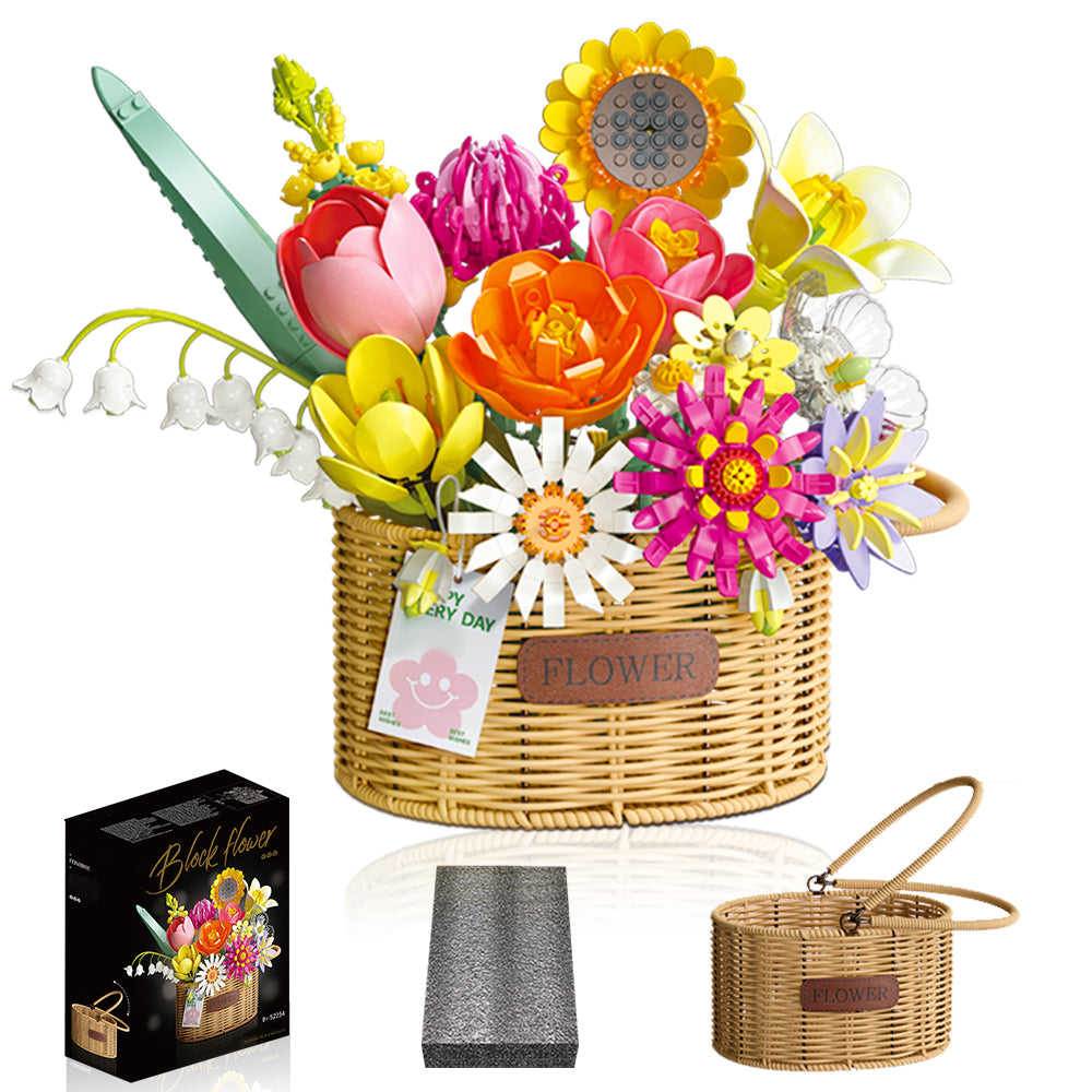 Flower Basket Building Block Kit