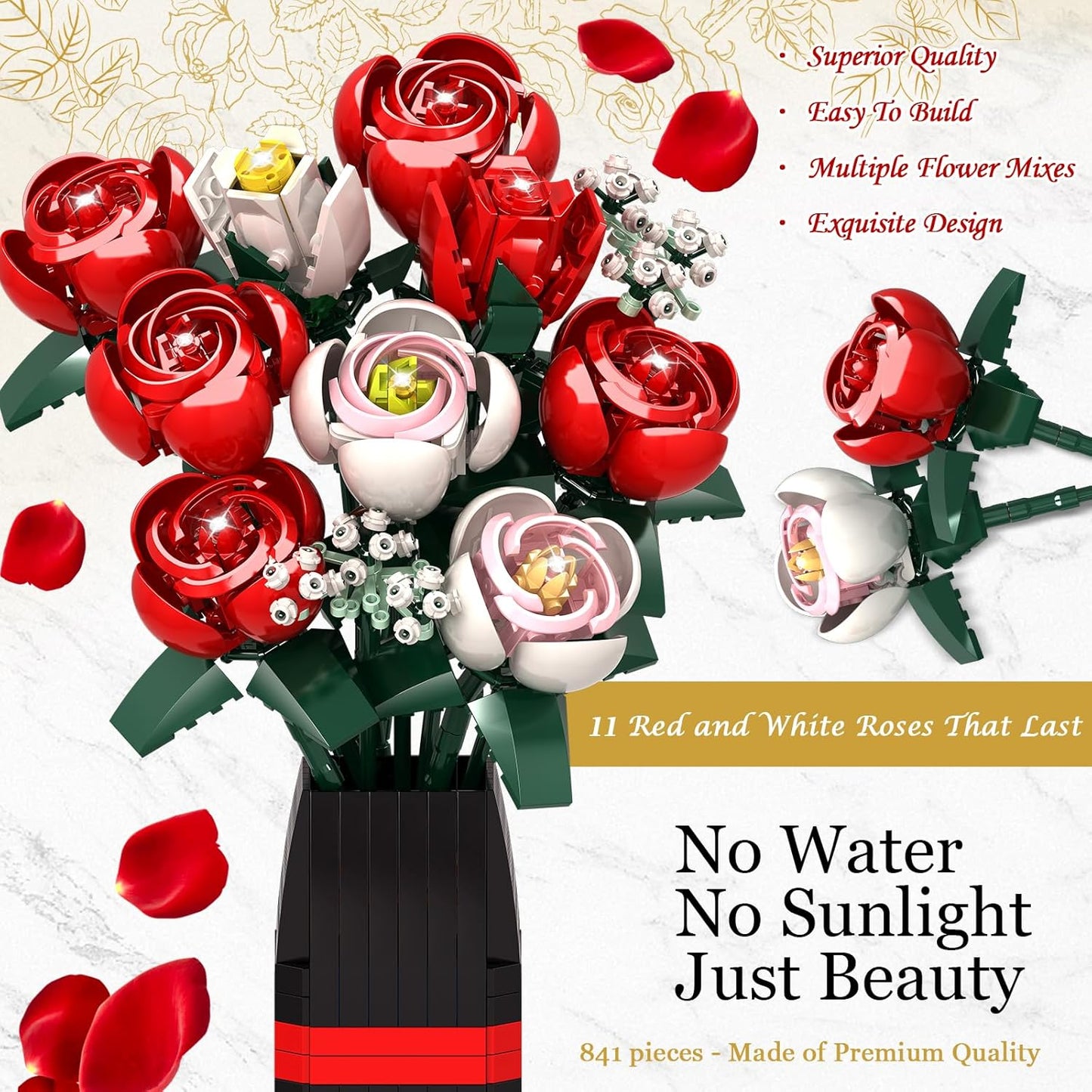 Flower Bouquet Building Set with Vase -761pcs