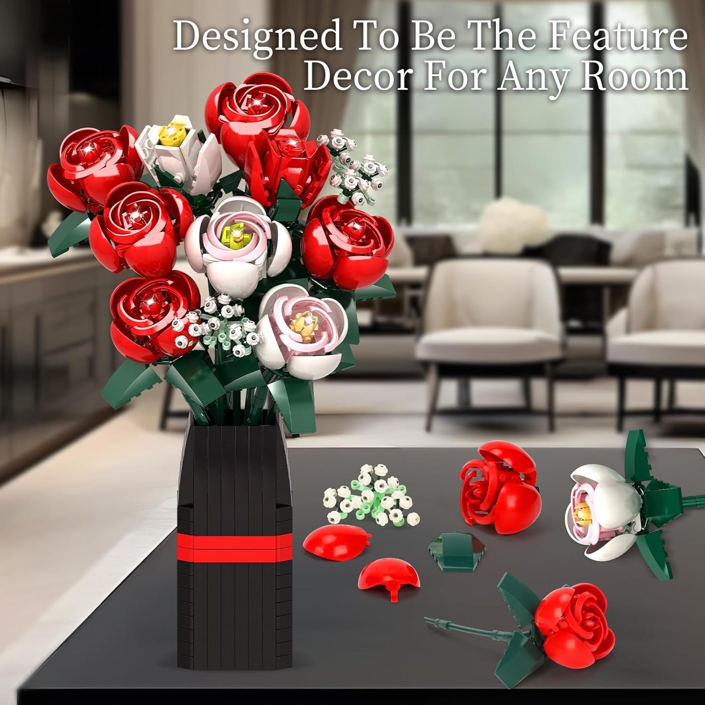 Flower Bouquet Building Set with Vase -761pcs