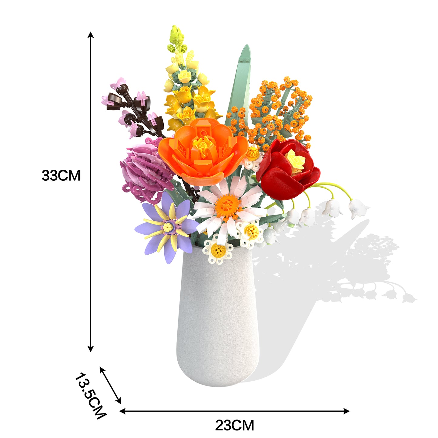 Wild Flowers Bouquet Building Set with Ceramic Vase