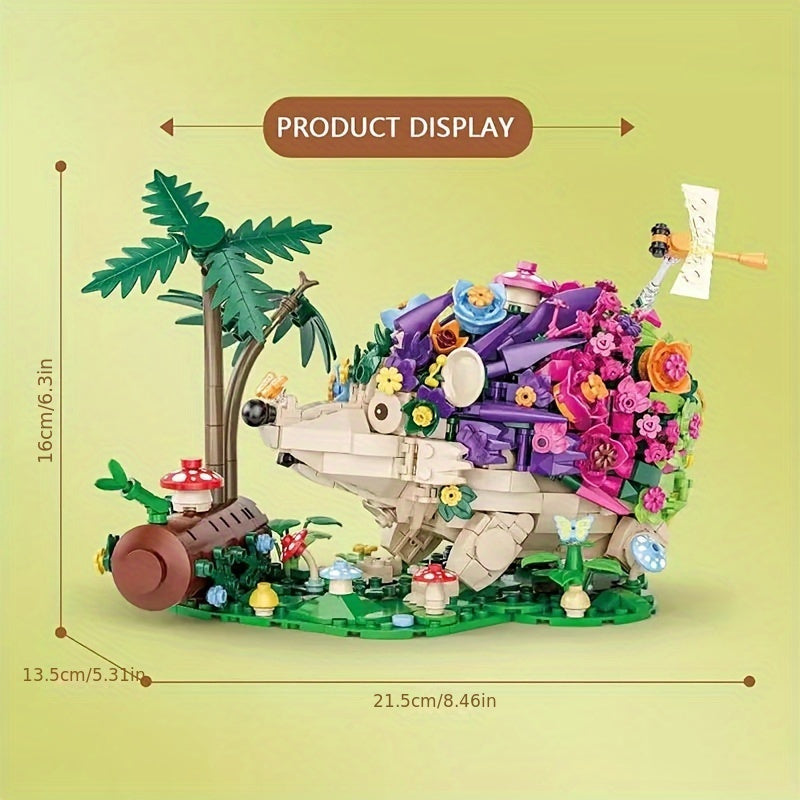 Hedgehog & Flowers Building Kit, 988 Pieces