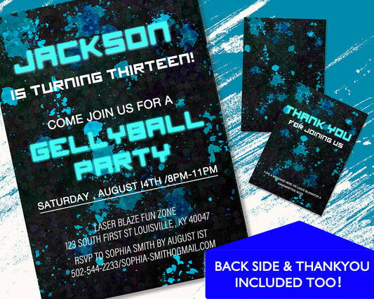 Gellyball Birthday Party Invitations Instant Download